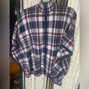 Jones New York Plaid Poncho - Navy NWT Madisen $99 S/Med